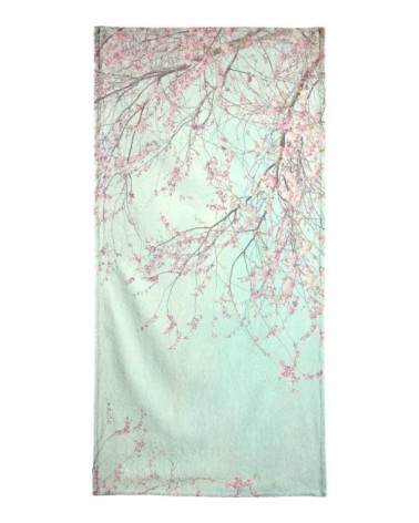 Serviette de plage en éponge-velours en rose & turquoise 90x180