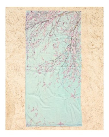 Serviette de plage en éponge-velours en rose & turquoise 90x180