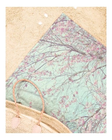 Serviette de plage en éponge-velours en rose & turquoise 90x180