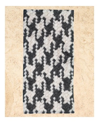 Serviette de plage en éponge-velours en blanc & noir 90x180