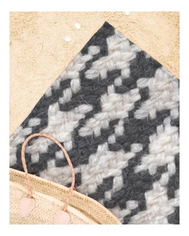 Serviette de plage en éponge-velours en blanc & noir 90x180