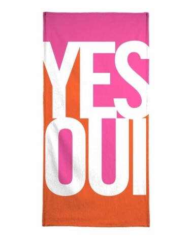 Serviette de plage en éponge-velours en blanc & rose 90x180