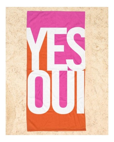 Serviette de plage en éponge-velours en blanc & rose 90x180