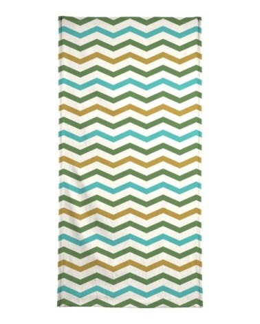 Serviette de plage en éponge-velours en jaune & turquoise 90x180