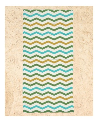 Serviette de plage en éponge-velours en jaune & turquoise 90x180