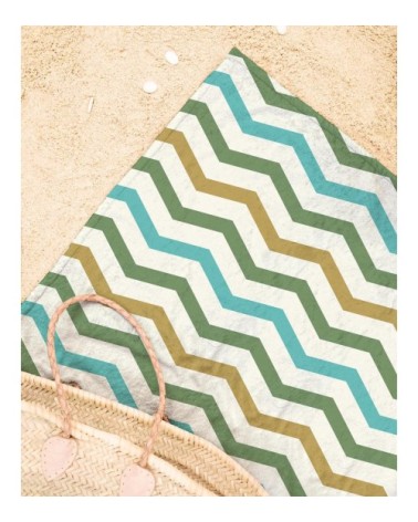 Serviette de plage en éponge-velours en jaune & turquoise 90x180