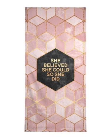 Serviette de plage en éponge-velours en noir & rose 90x180