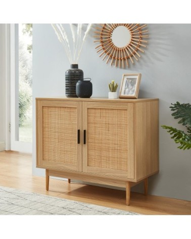 Buffet cannage rotin 2 portes 90cm