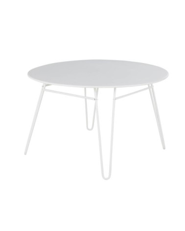 Table de jardin ronde en acier blanc 4 personnes