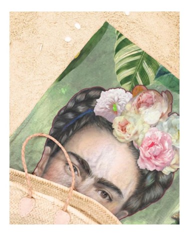 Serviette de plage en éponge-velours en rouge & vert 90x180