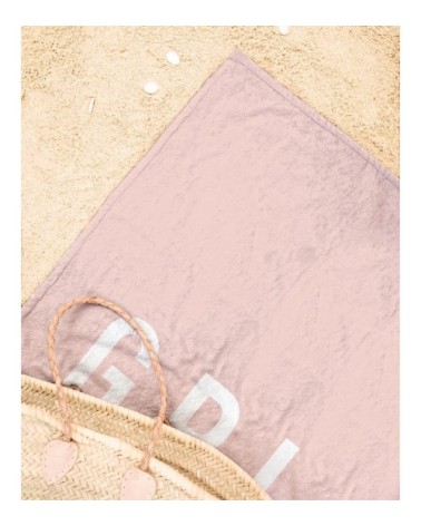 Serviette de plage en éponge-velours en blanc & noir 90x180