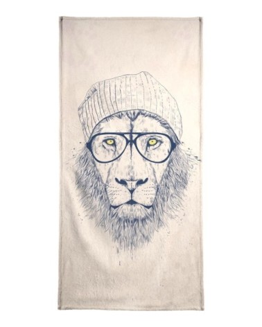 Serviette de plage en éponge-velours en blanc ivoire & noir 90x180