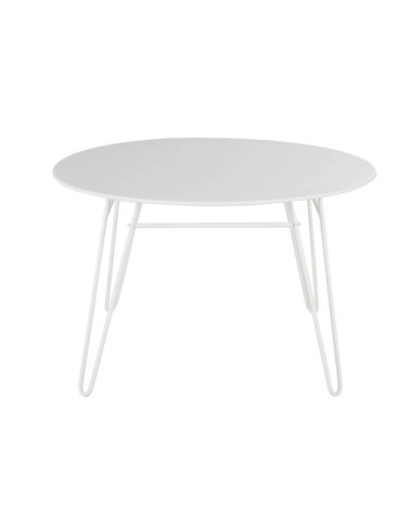 Table de jardin ronde en acier blanc 4 personnes