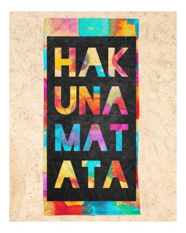 Serviette de plage en éponge-velours en multicolore & noir 90x180