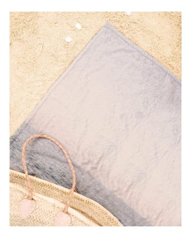 Serviette de plage en éponge-velours en bleu & rose 90x180