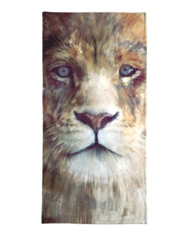 Serviette de plage en éponge-velours en blanc ivoire & marron 90x180