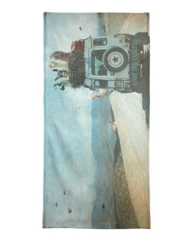 Serviette de plage en éponge-velours en bleu 90x180