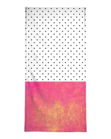 Serviette de plage en éponge-velours en blanc & jaune 90x180