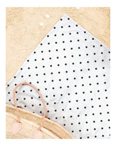 Serviette de plage en éponge-velours en blanc & jaune 90x180