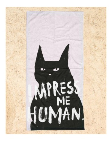 Serviette de plage en éponge-velours en blanc & blanc ivoire 90x180