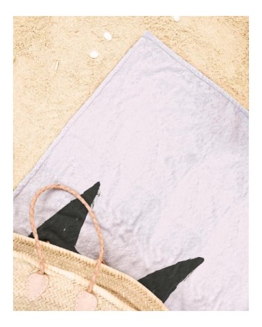 Serviette de plage en éponge-velours en blanc & blanc ivoire 90x180