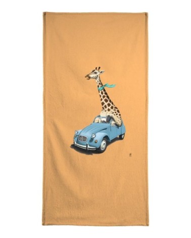 Serviette de plage en éponge-velours en blanc ivoire & bleu 90x180