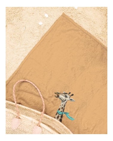 Serviette de plage en éponge-velours en blanc ivoire & bleu 90x180