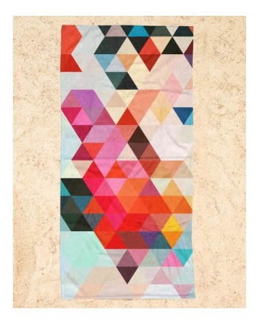 Serviette de plage en éponge-velours en multicolore & rouge 90x180