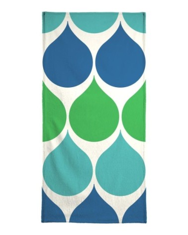 Serviette de plage en éponge-velours en bleu & turquoise 90x180