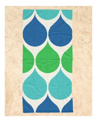 Serviette de plage en éponge-velours en bleu & turquoise 90x180