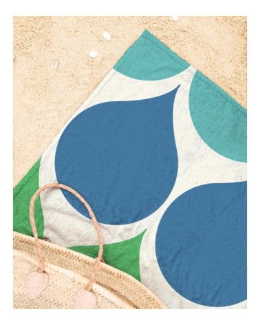 Serviette de plage en éponge-velours en bleu & turquoise 90x180