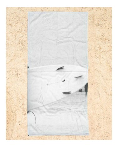 Serviette de plage en éponge-velours en blanc & noir 90x180