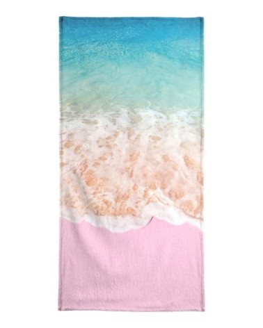 Serviette de plage en éponge-velours en rose & turquoise 90x180