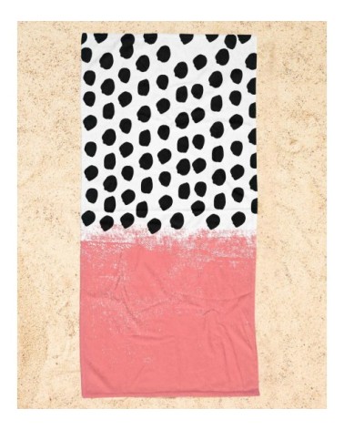 Serviette de plage en éponge-velours en blanc & noir 90x180