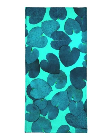 Serviette de plage en éponge-velours en bleu & turquoise 90x180