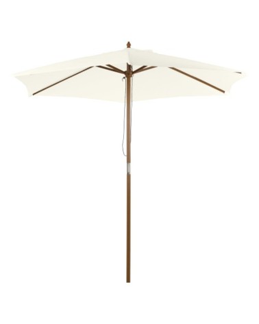 Parasol droit rond grande taille jardin Ø 2,5 x 2,25H m bambou crème