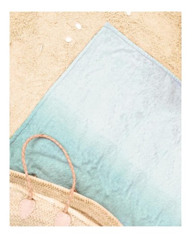 Serviette de plage en éponge-velours en turquoise & vert 90x180