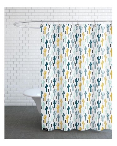 Rideau de douche en polyester en jaune & vert 150x200