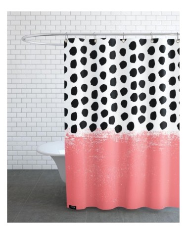 Rideau de douche en polyester en blanc & noir 150x200