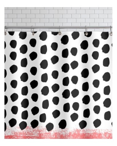 Rideau de douche en polyester en blanc & noir 150x200