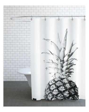 Rideau de douche en polyester en blanc & noir 150x200