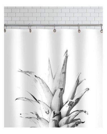 Rideau de douche en polyester en blanc & noir 150x200