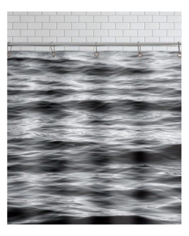 Rideau de douche en polyester en blanc & gris 150x200