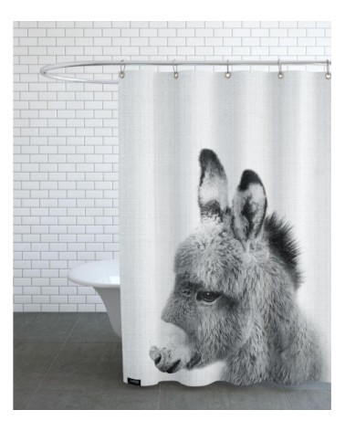 Rideau de douche en polyester en blanc & gris 150x200