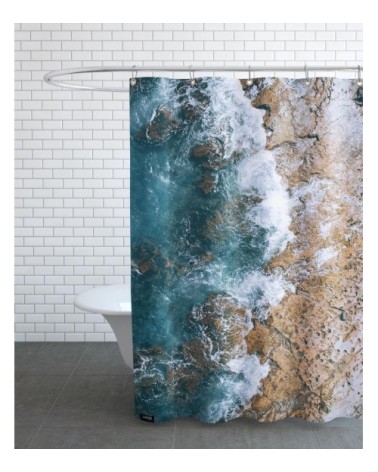 Rideau de douche en polyester en bleu 150x200