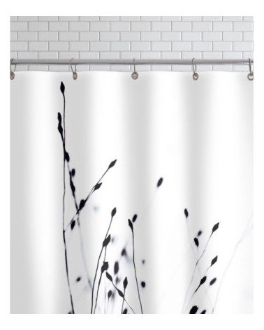 Rideau de douche en polyester en blanc & noir 150x200