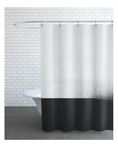 Rideau de douche en polyester en blanc & gris 150x200