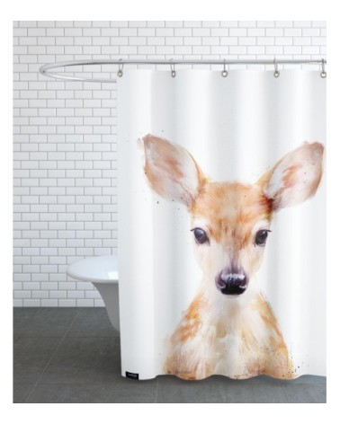 Rideau de douche en polyester en blanc & marron 150x200