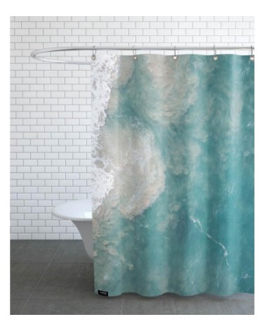 Rideau de douche en polyester en bleu & turquoise 150x200