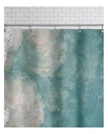 Rideau de douche en polyester en bleu & turquoise 150x200